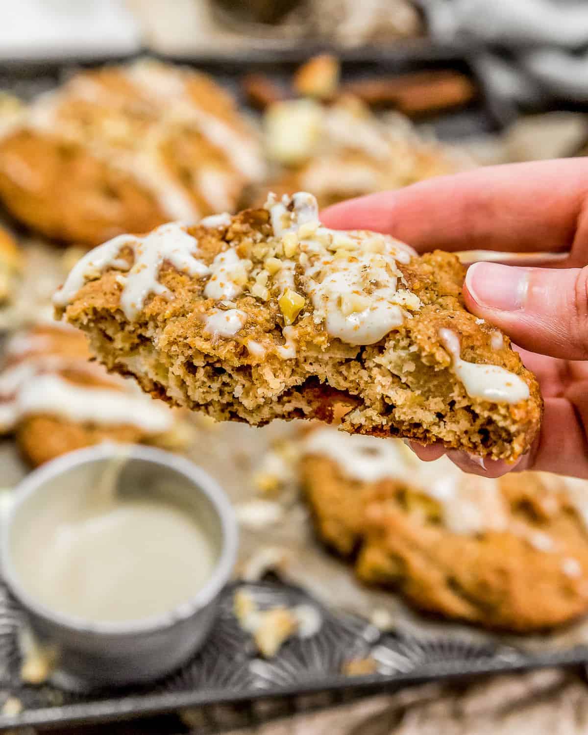 Holding an Apple Walnut Cookie Scone