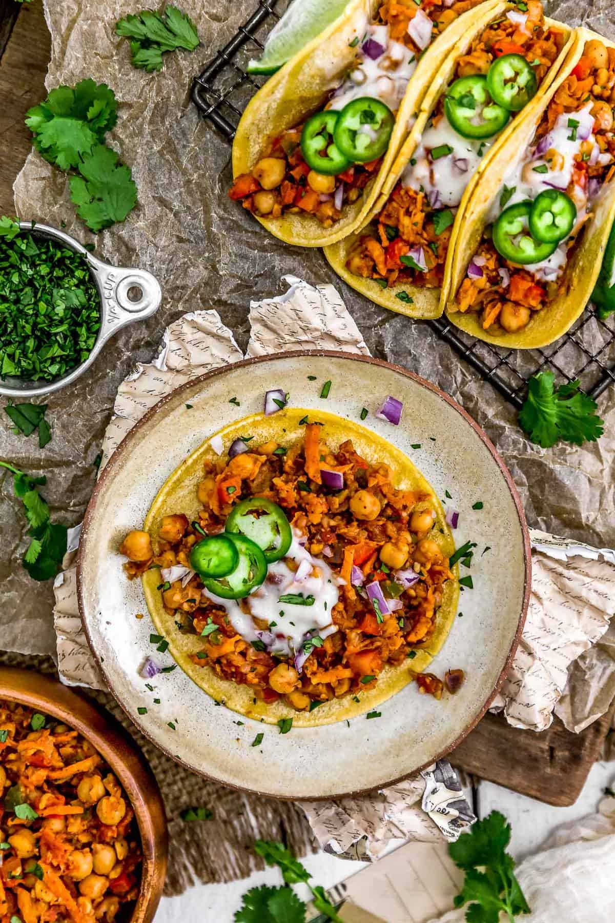 Tablescape of Spicy Moroccan Tacos