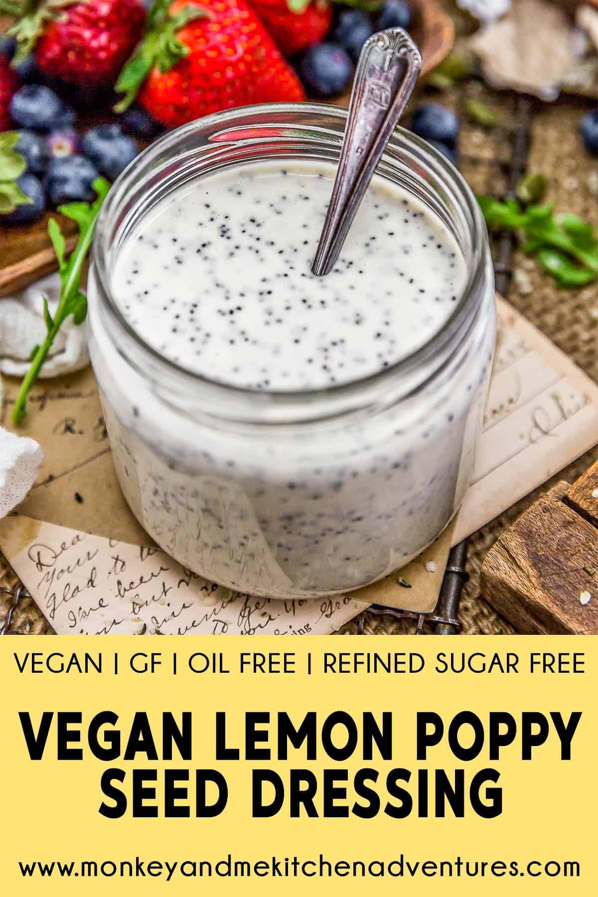 Vegan Lemon Poppy Seed Dressing with text description