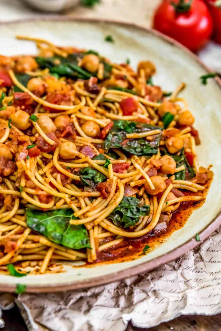 Kale Chickpea Fideo - Monkey and Me Kitchen Adventures