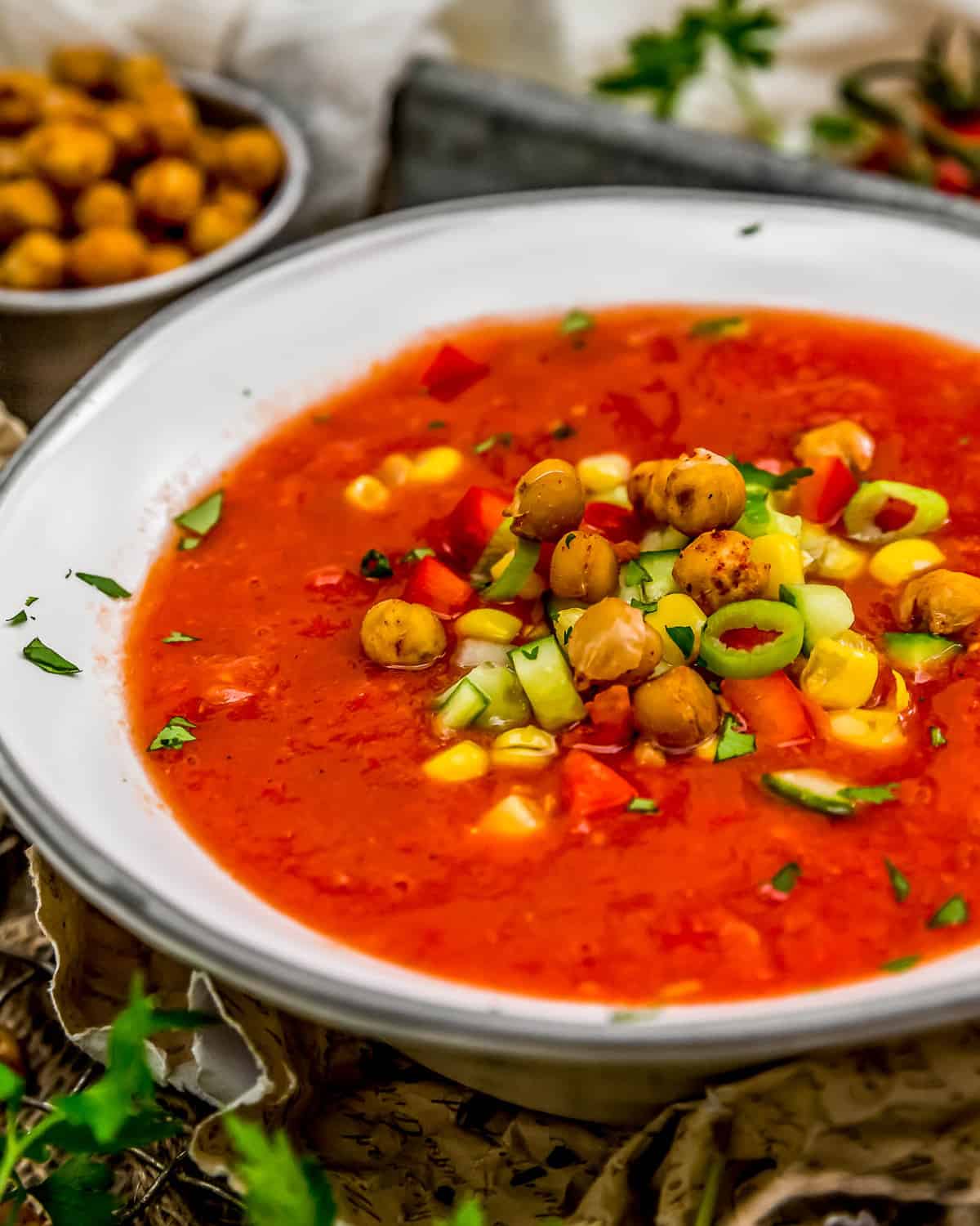 Close up of Oil Free Gazpacho