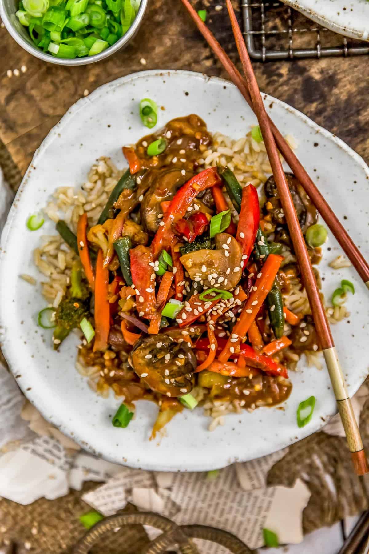 Plate of Szechuan Veggie Stir Fry