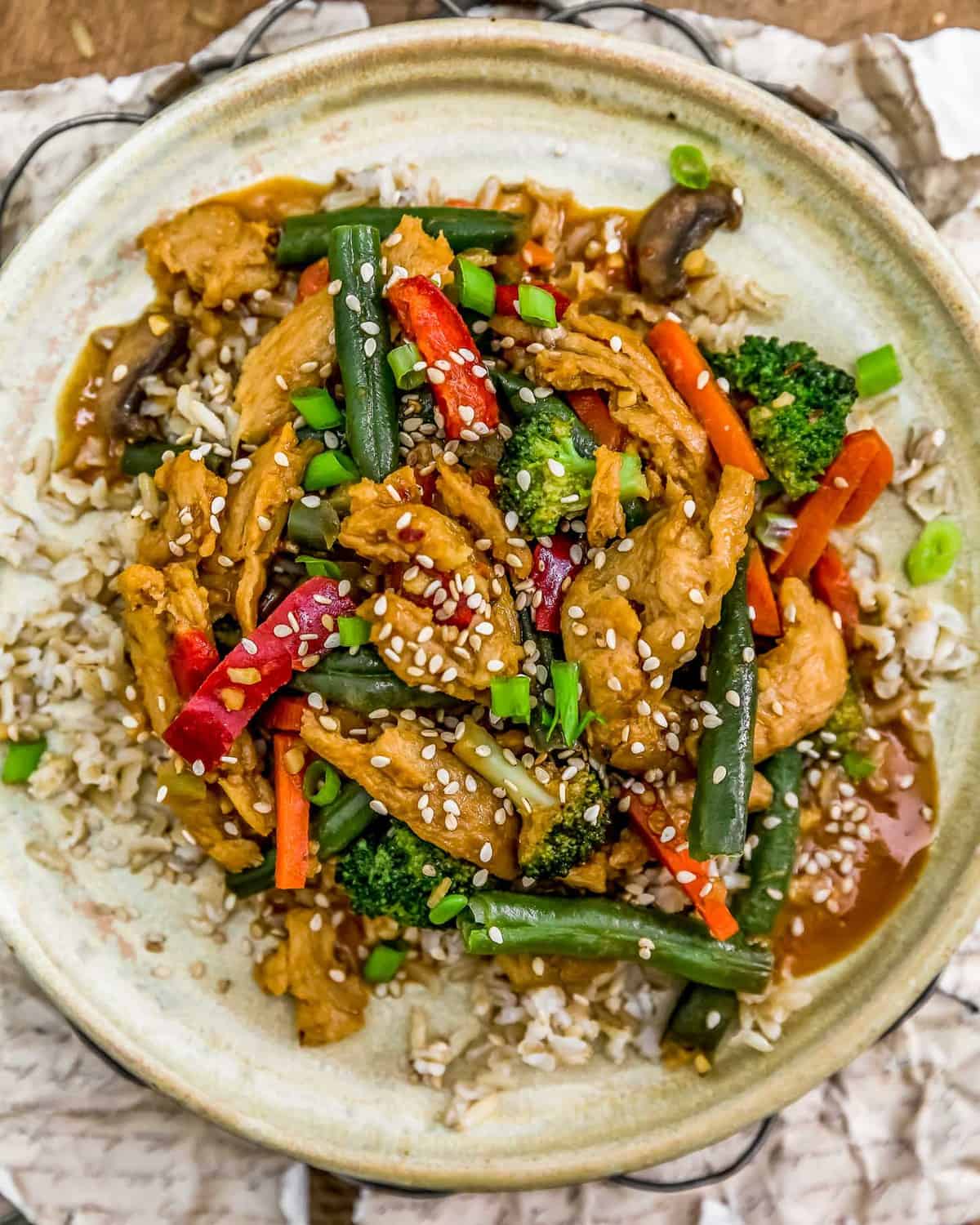 Vegan Spicy Honey Garlic Stir Fry Monkey And Me Kitchen Adventures