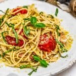 Close up of Italian Fresh Tomato Basil Pasta