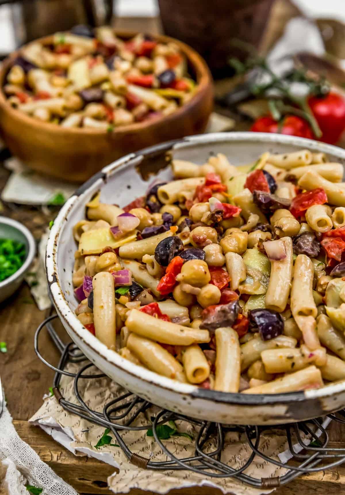 Close up of Mediterranean Pasta Salad