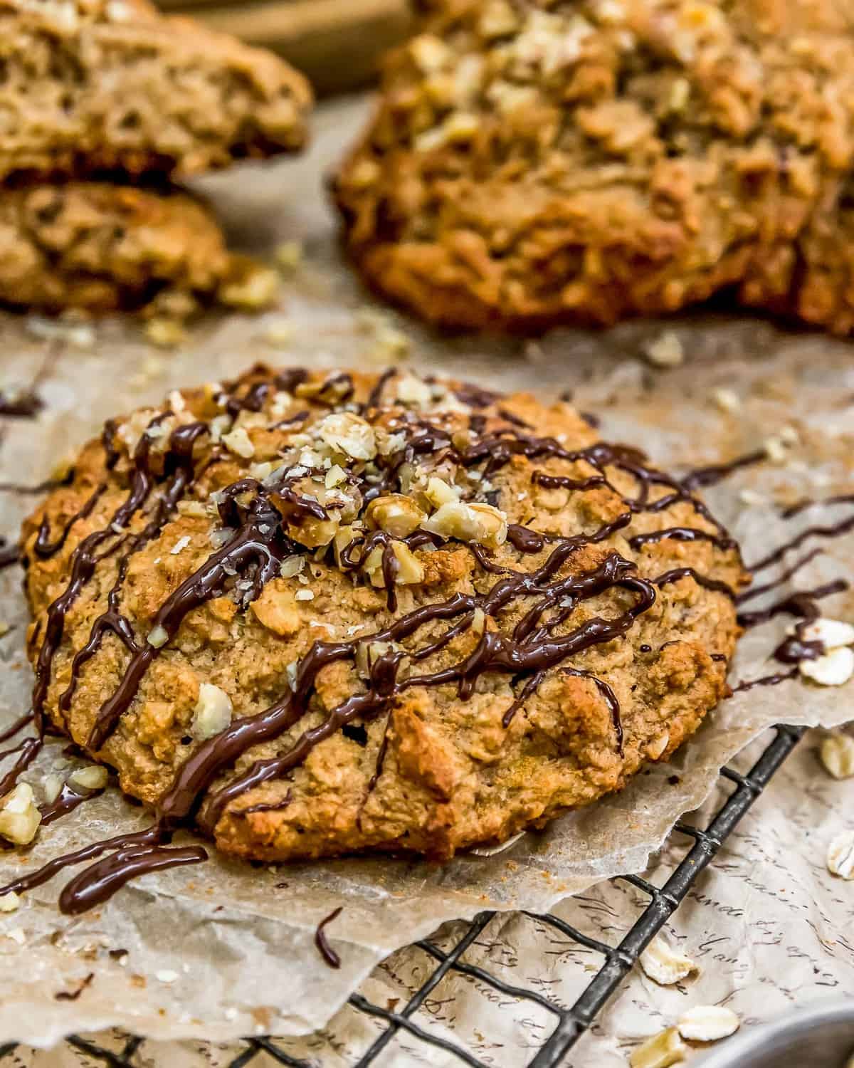 Peanut Butter Banana Cookie Scones on a cooling rack