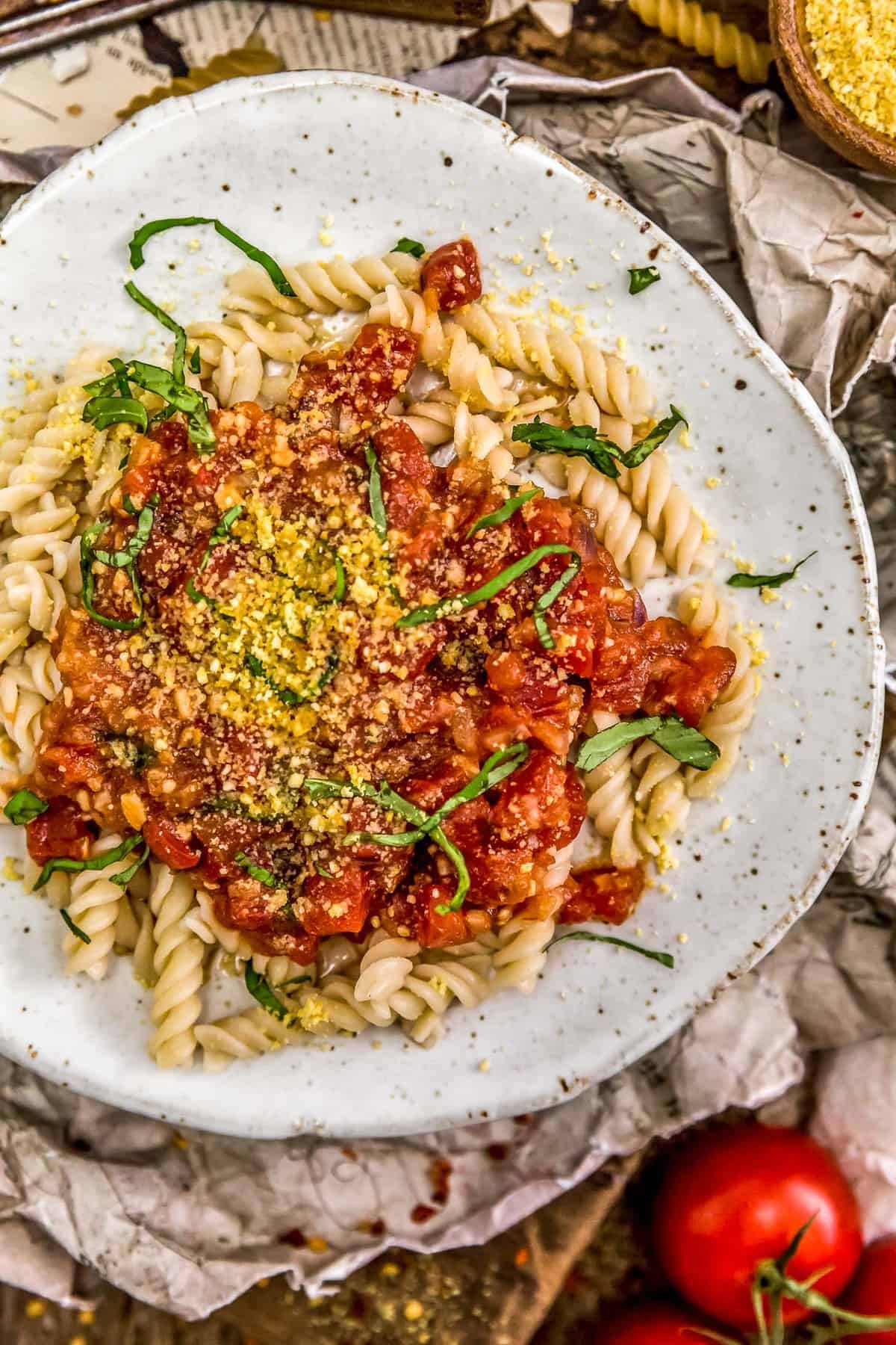 Plated of pasta with Spicy Arrabbiata Sauce