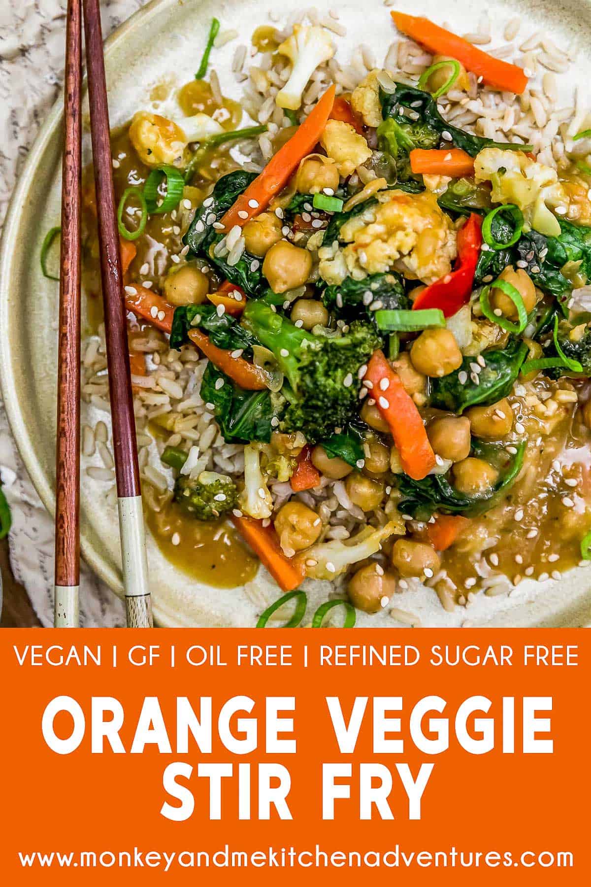 Orange Veggie Stir Fry with text description