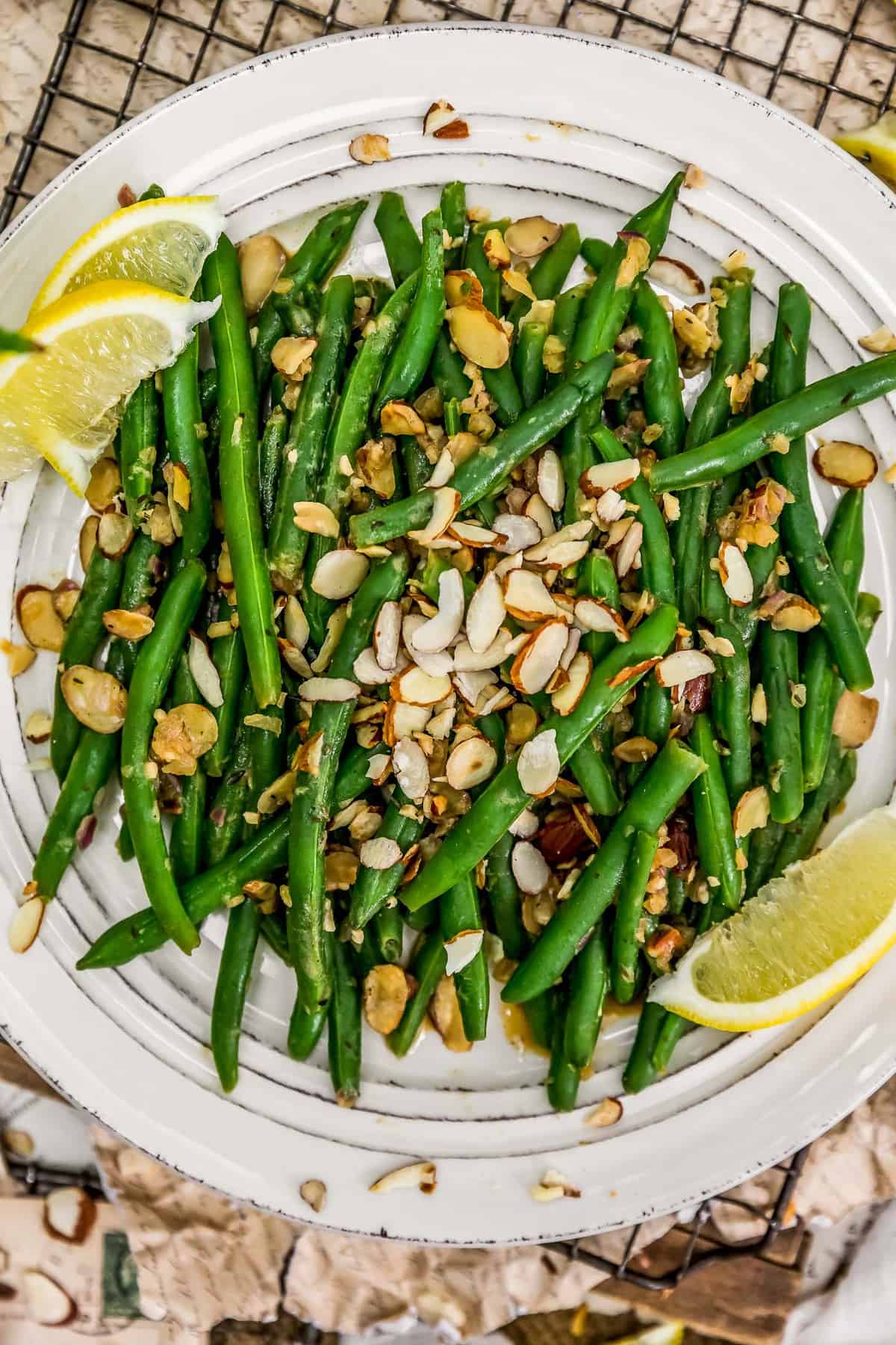 Plate of Vegan Green Bean Almondine