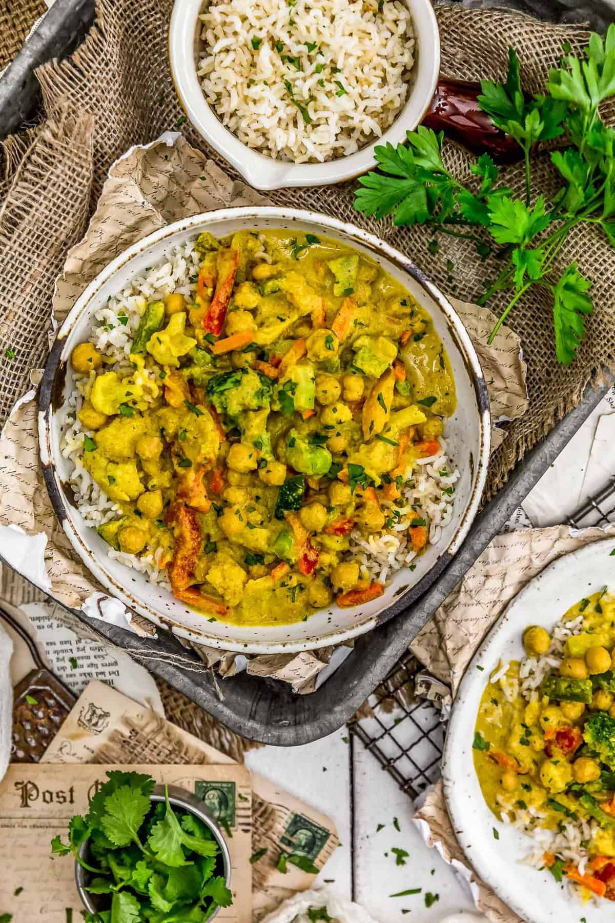 Tablescape of Easy Vegetable Korma