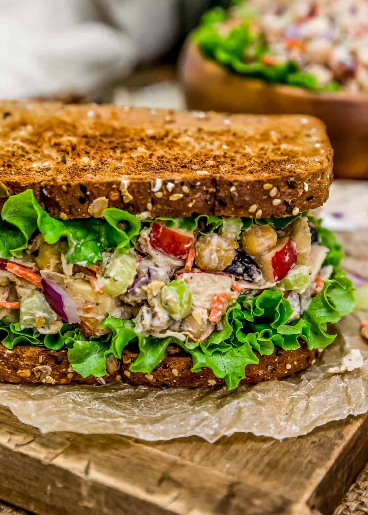 Close up of Harvest Chickpea Salad Sandwich