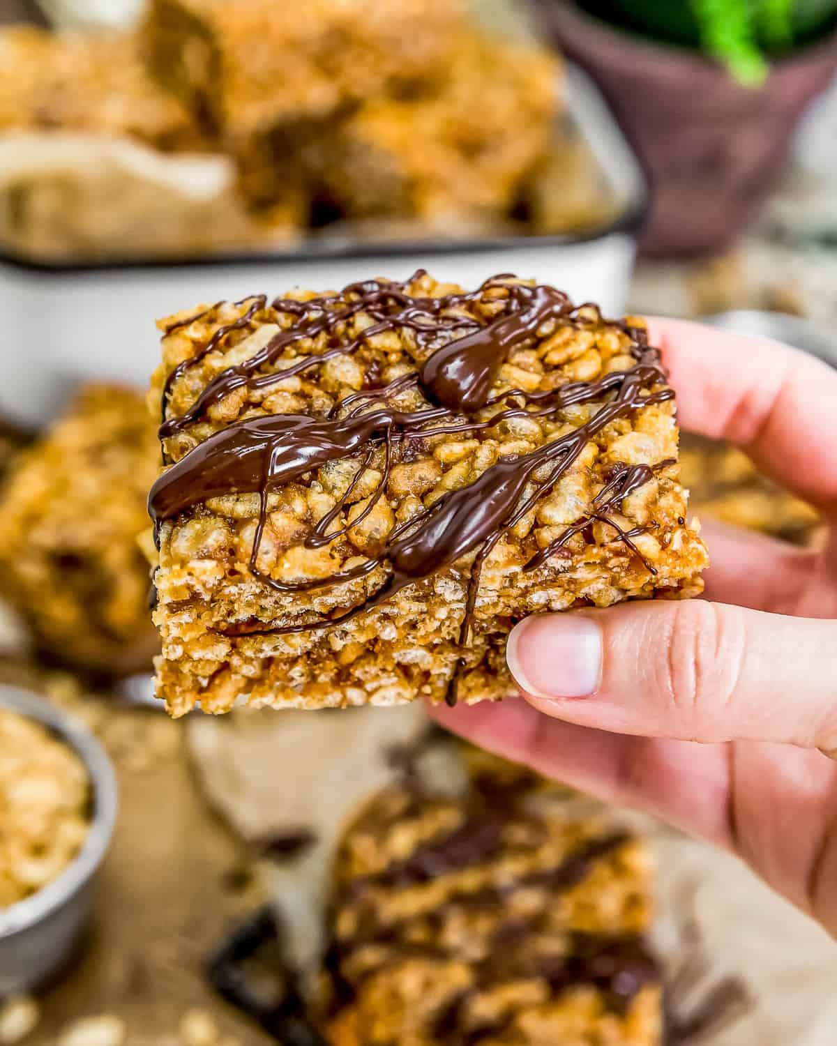 Holding a Healthy Vegan Rice Krispie Treat