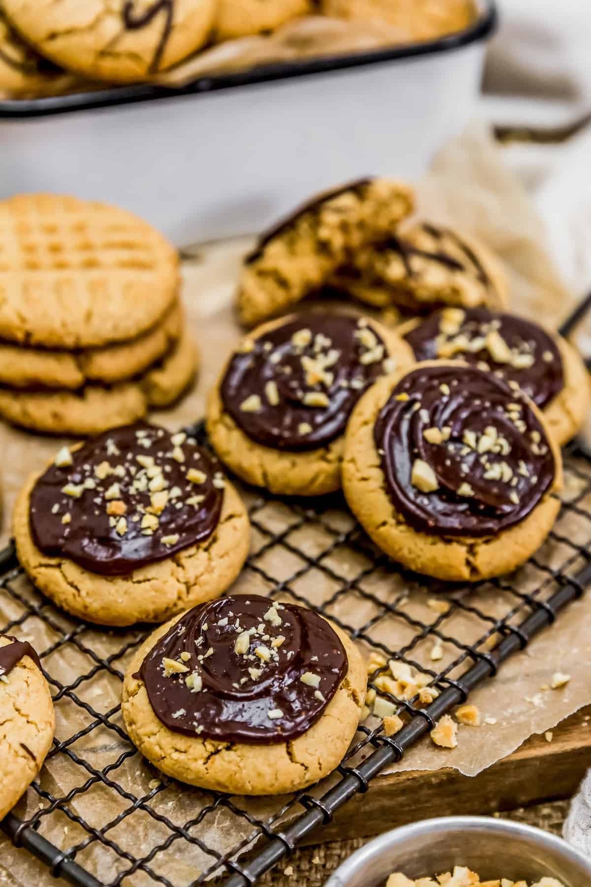 Peanut Butter Shortbread Cookies with chocolate frosting