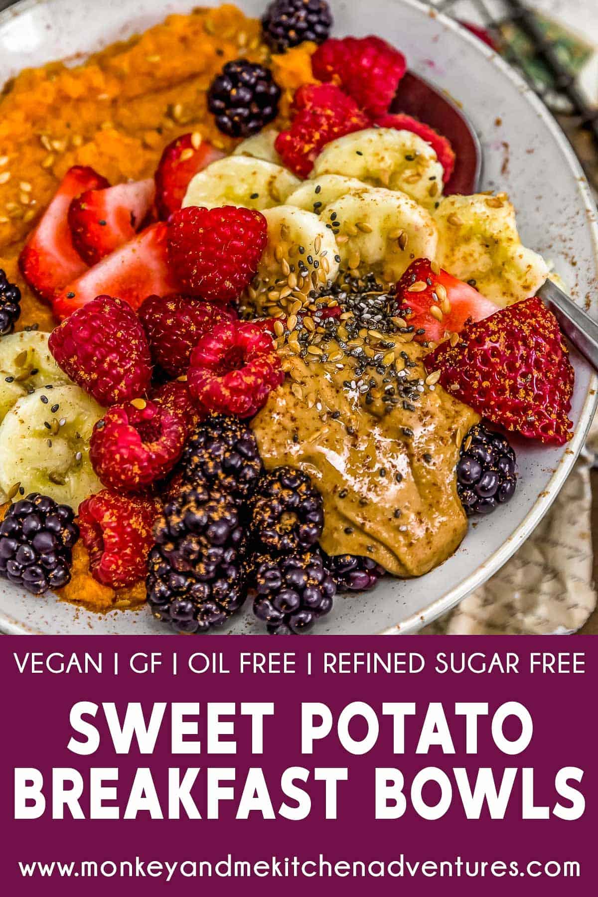 Peanut Butter and Berries Bowl with text description