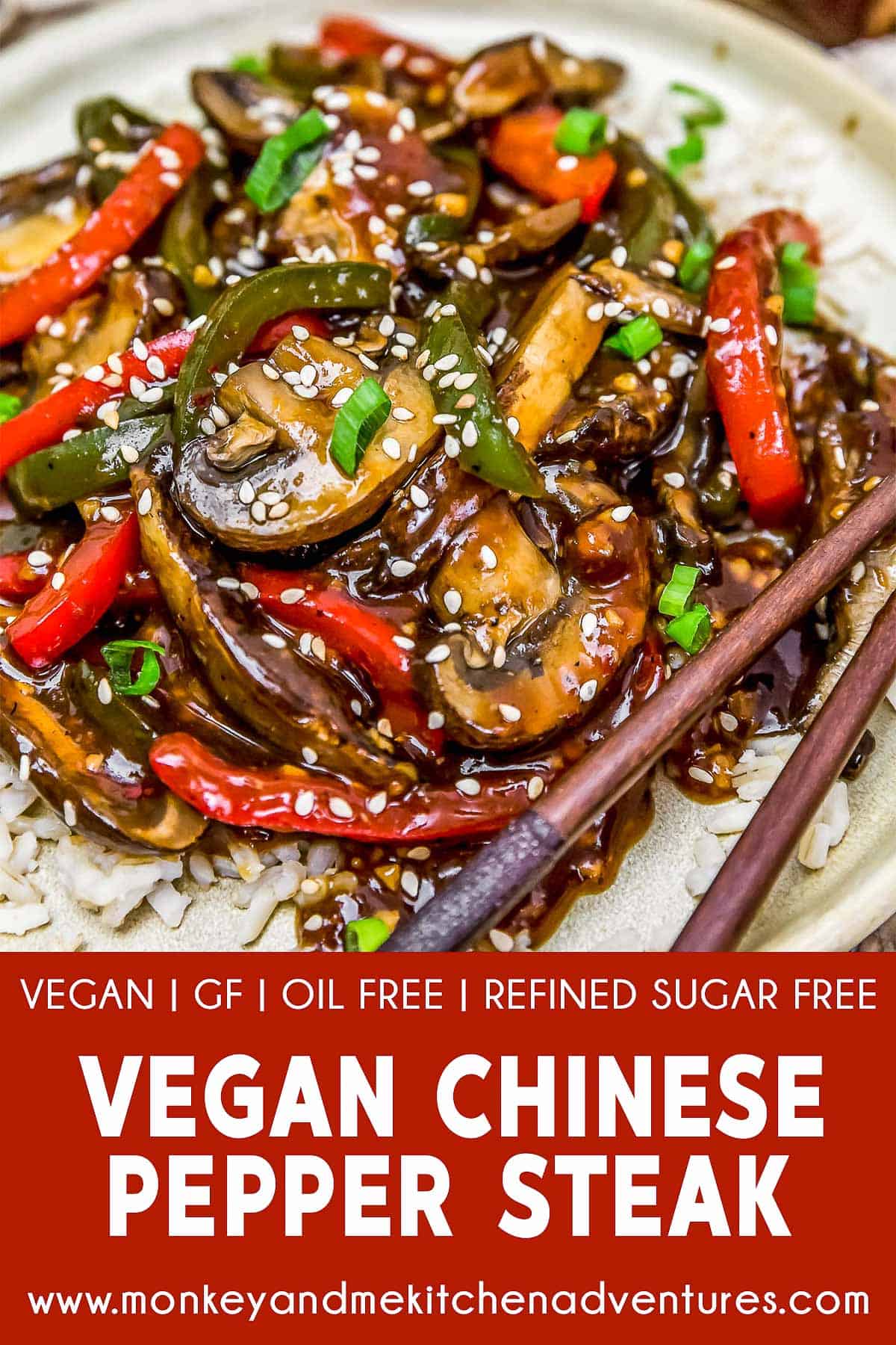 Vegan Chinese Pepper “Steak” with text description