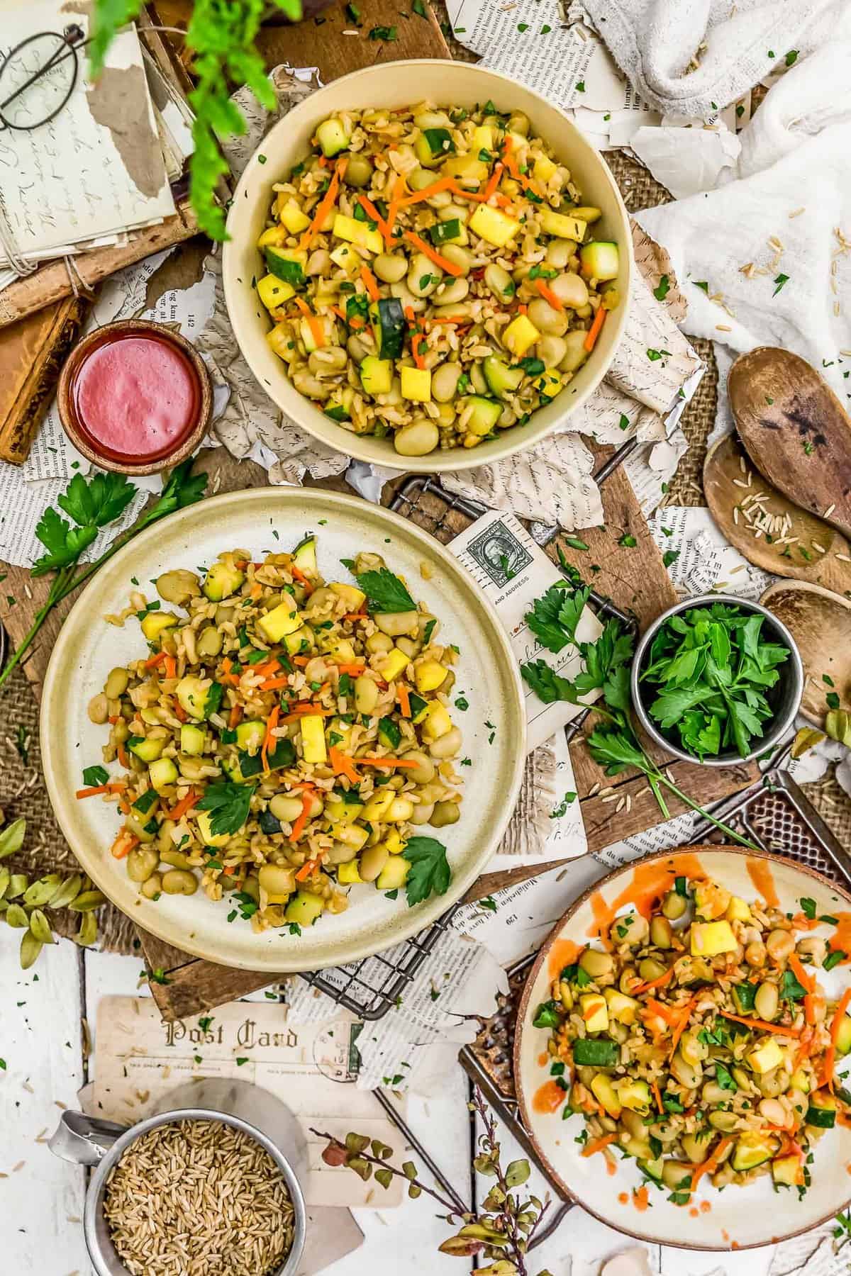 Tablescape of Country Lima Bean Fried Rice