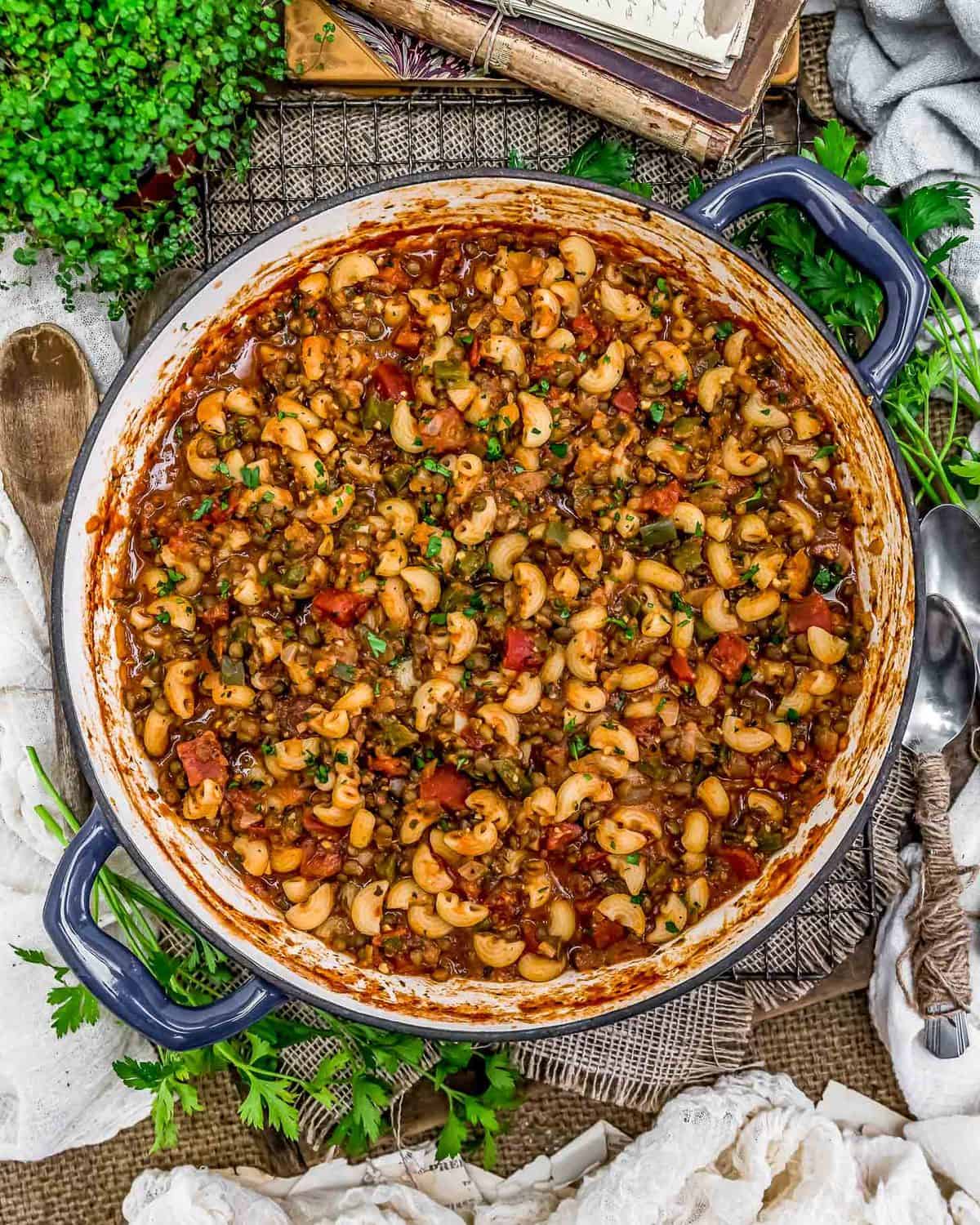 Skillet of Vegan Italian American Goulash