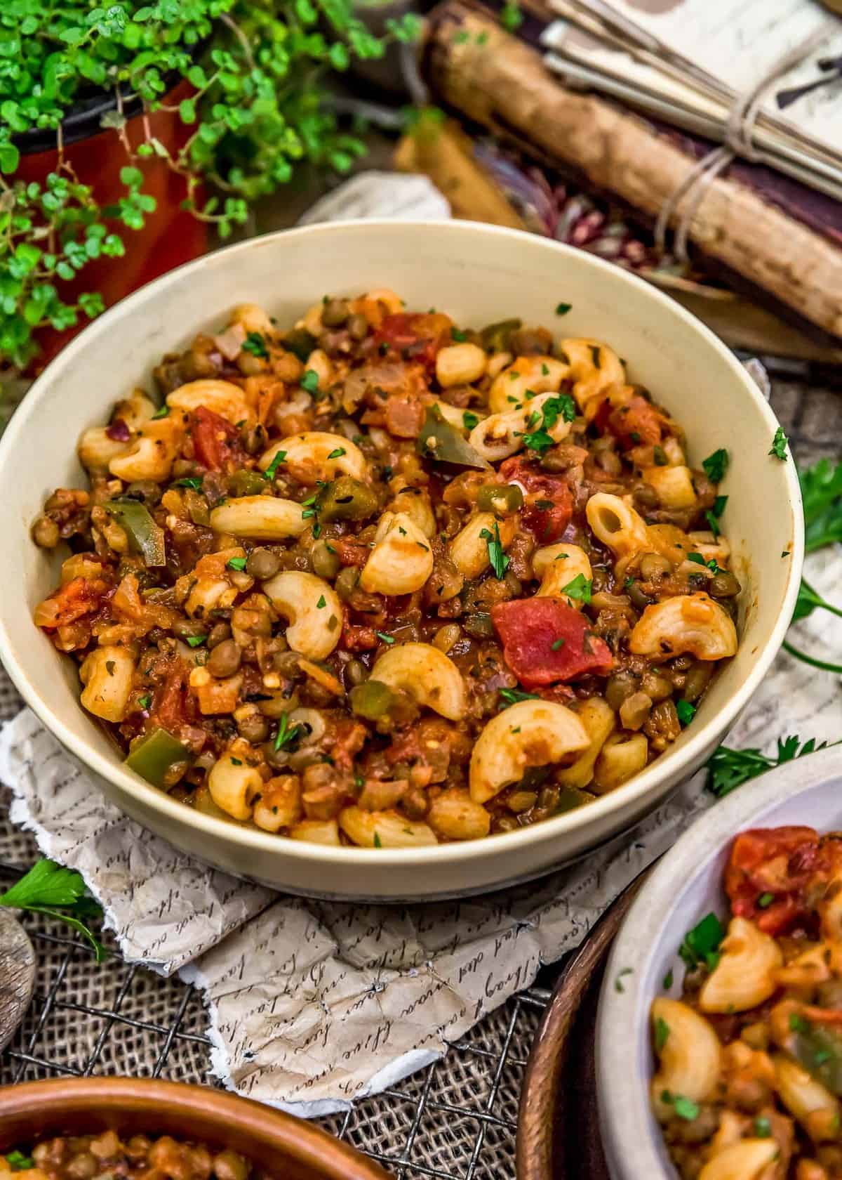 Bowl of Vegan Italian American Goulash