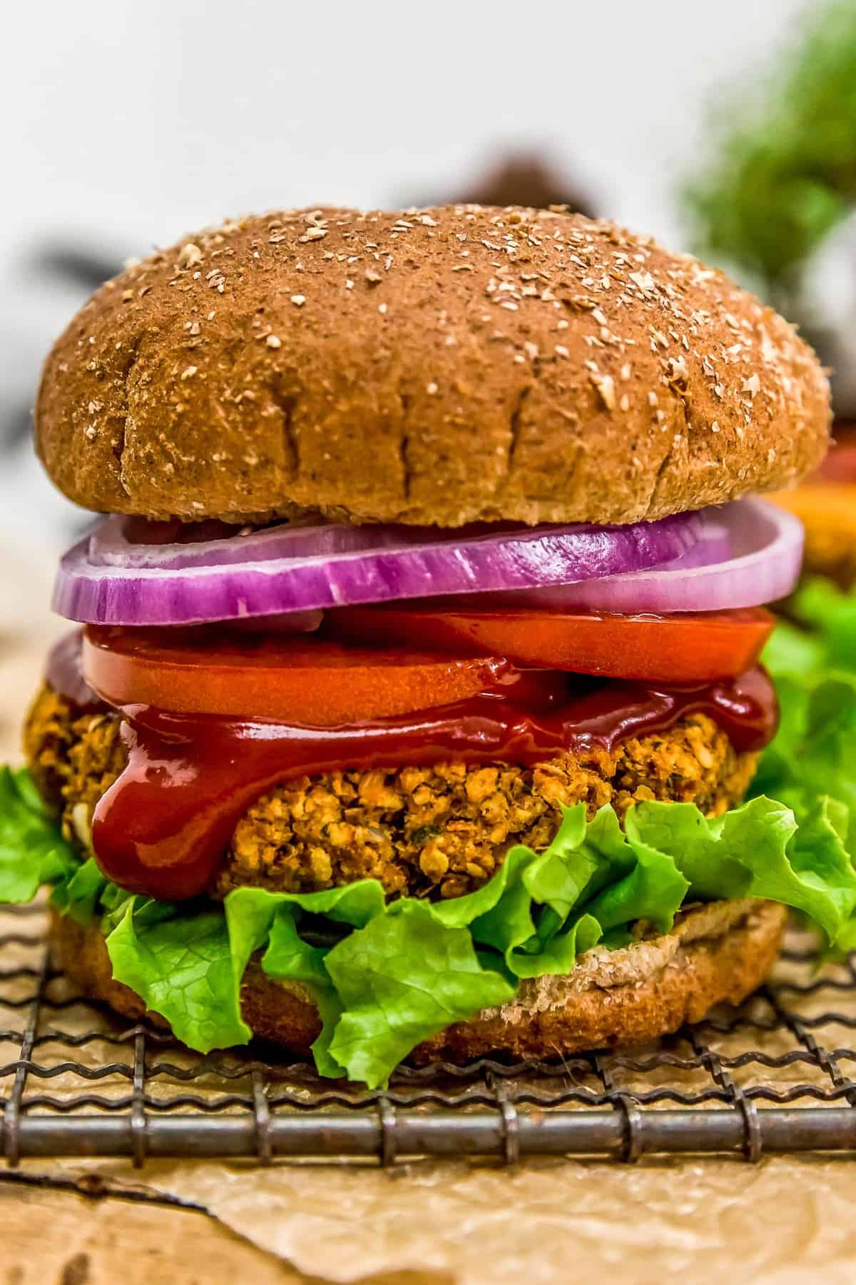 Close up of Vegan Italian Burger