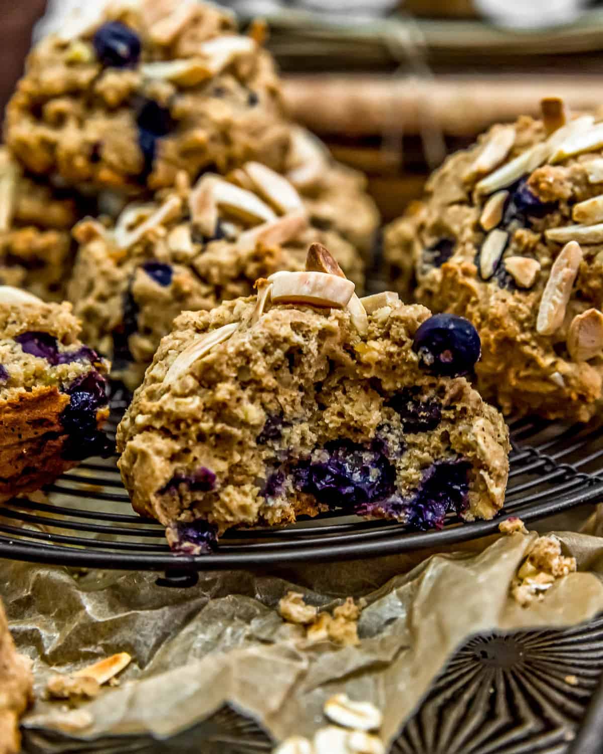 Blueberry Almond Breakfast Cookie being eaten