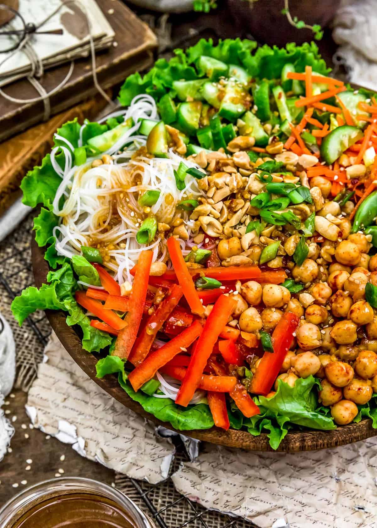 Close up of Oil Free Asian Sweet Chili on a salad