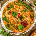 Bowl of Thai Curry Chickpea Noodle Soup