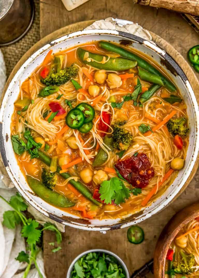 Thai Curry Chickpea Noodle Soup - Monkey and Me Kitchen Adventures