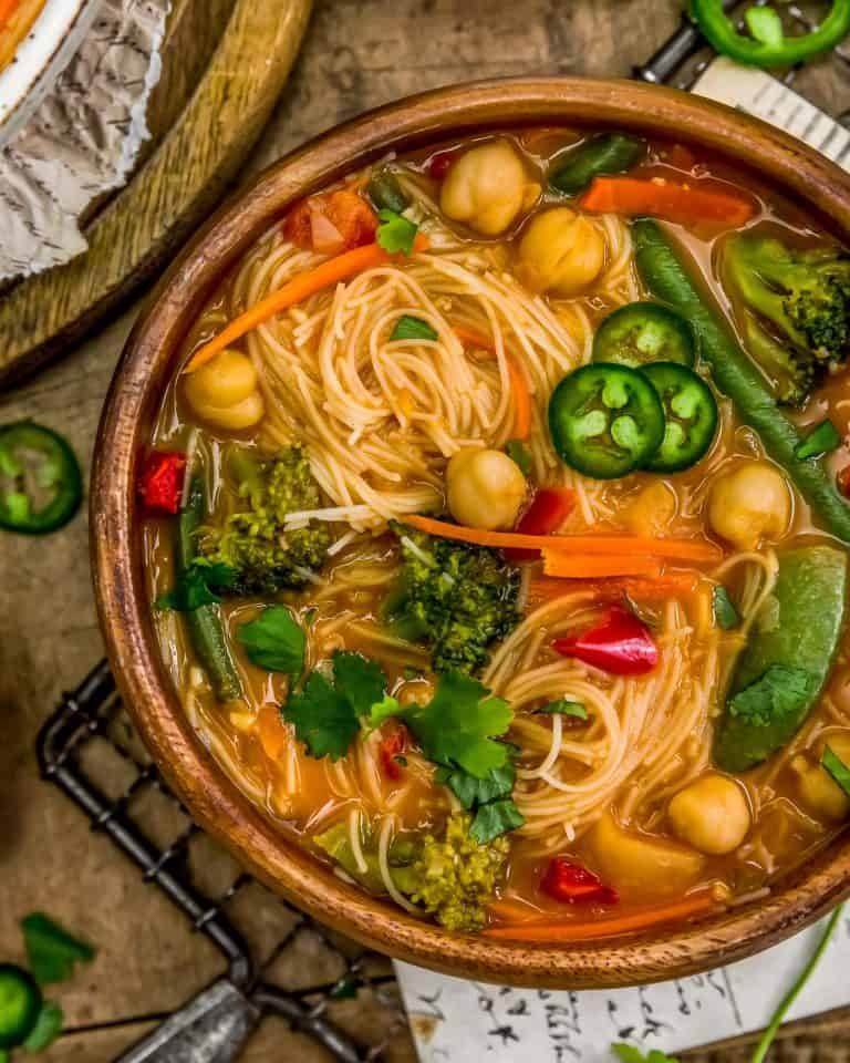 Thai Curry Chickpea Noodle Soup - Monkey and Me Kitchen Adventures