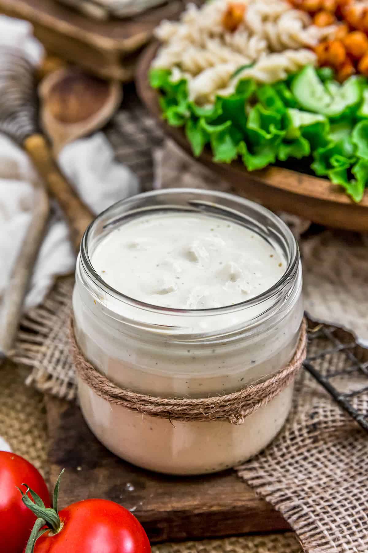 Vegan Blue Cheese Dressing in a jar