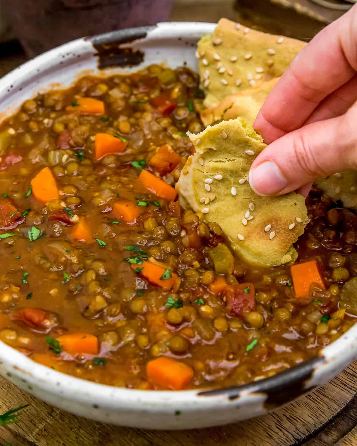 Eating Warming Lentil Soup