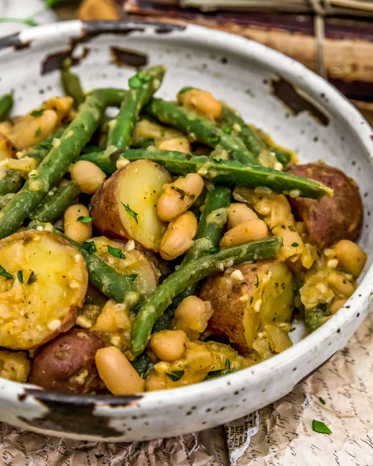 Bowl of Country Ranch Green Beans and Potato