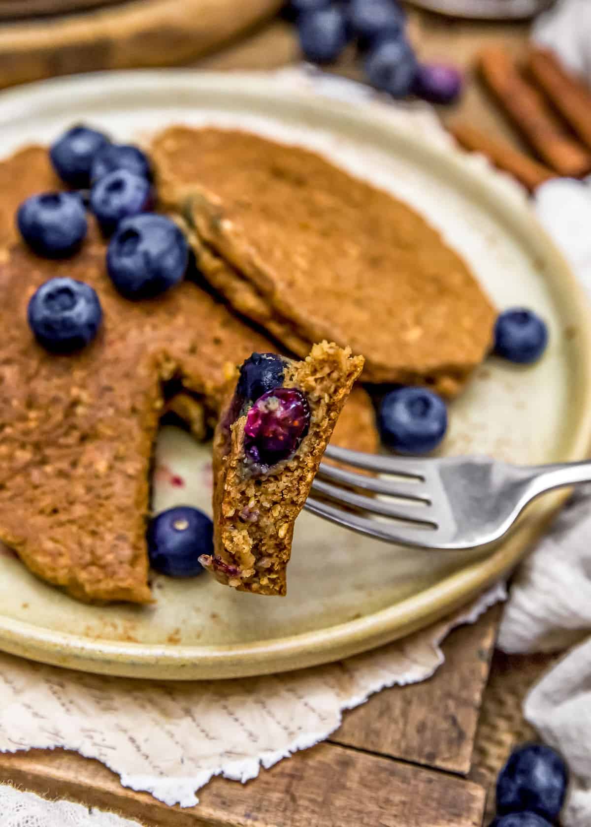 Eating Hearty Blueberry Oat Pancakes