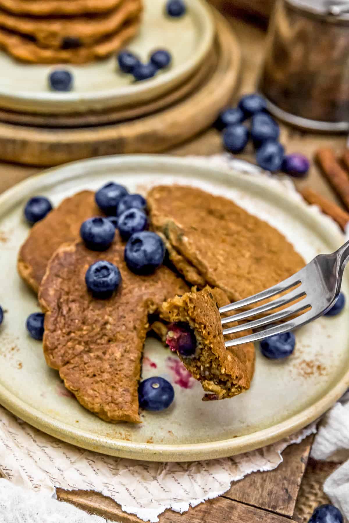 Eating Hearty Blueberry Oat Pancakes