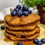 Stack of Hearty Blueberry Oat Pancakes