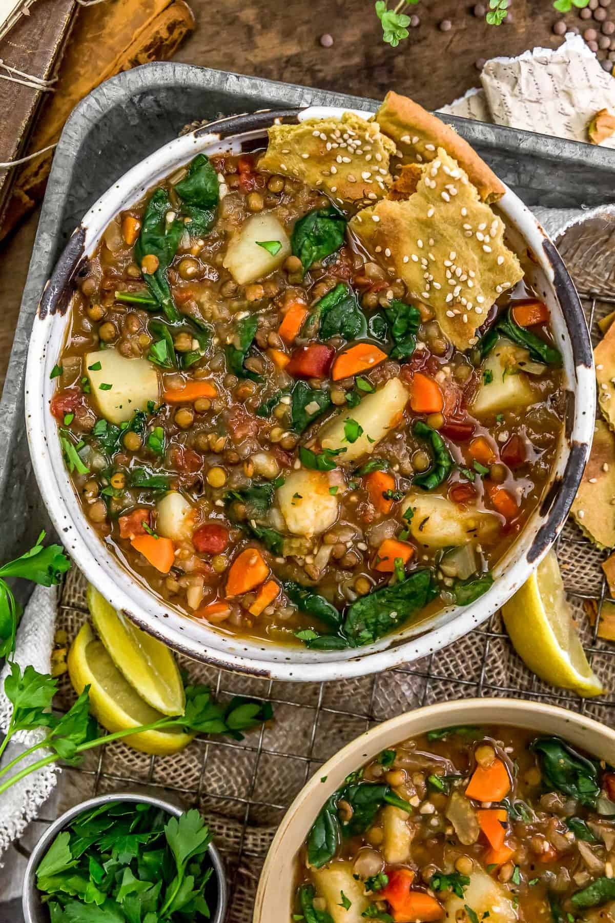 Bowls of Lemony Thyme Lentil Soup