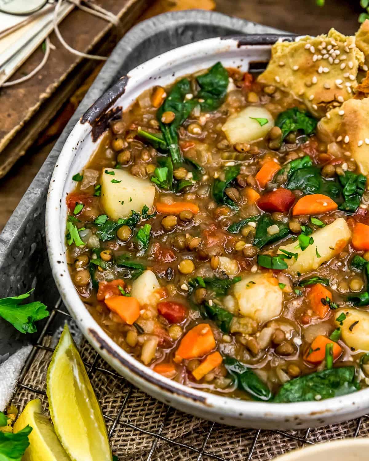 Vegan Lentil Soup with Fresh Herbs - Yummy Plants