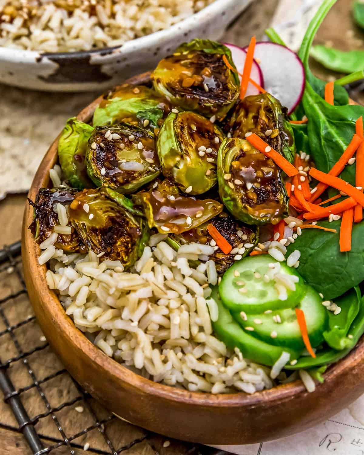 Teriyaki Brussels Sprouts in a bowl