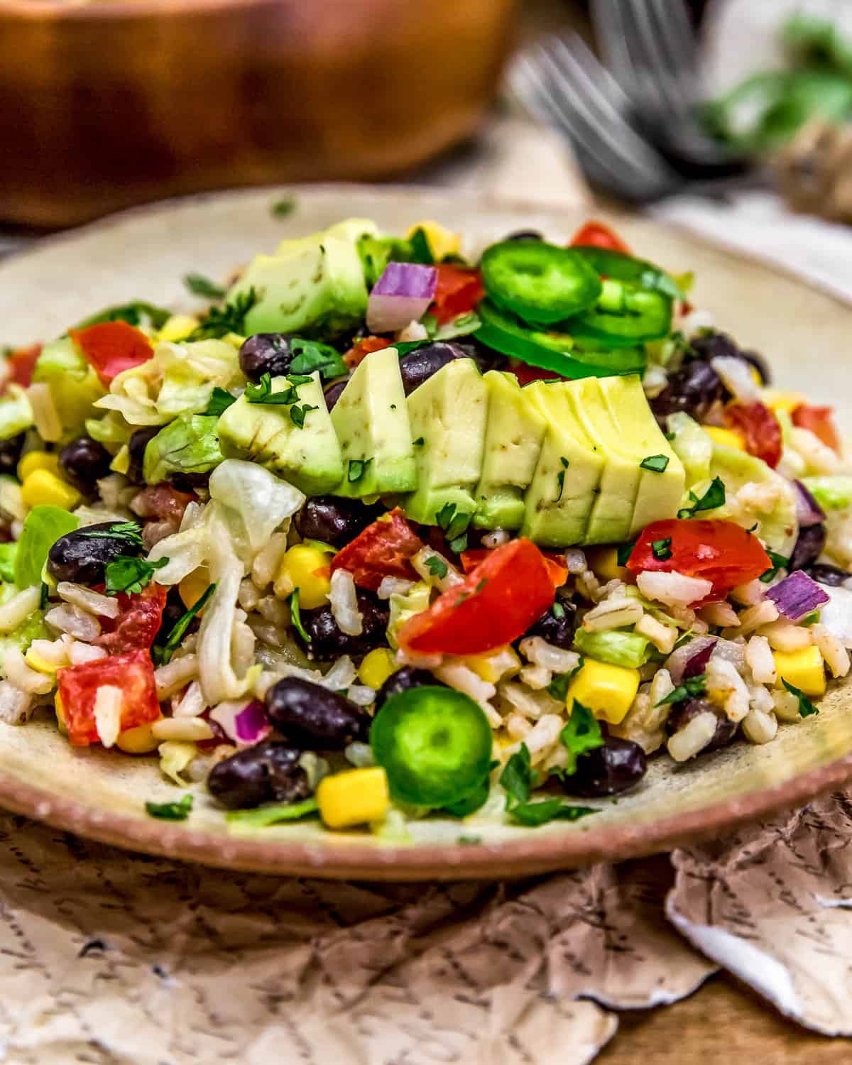 Close up of Tex-Mex Rice Salad