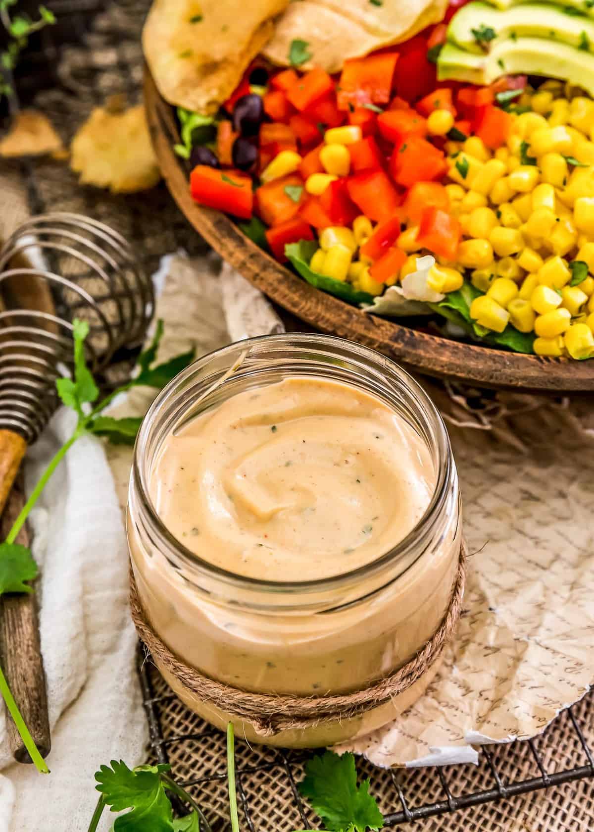 Vegan Chipotle Ranch Dressing in a jar