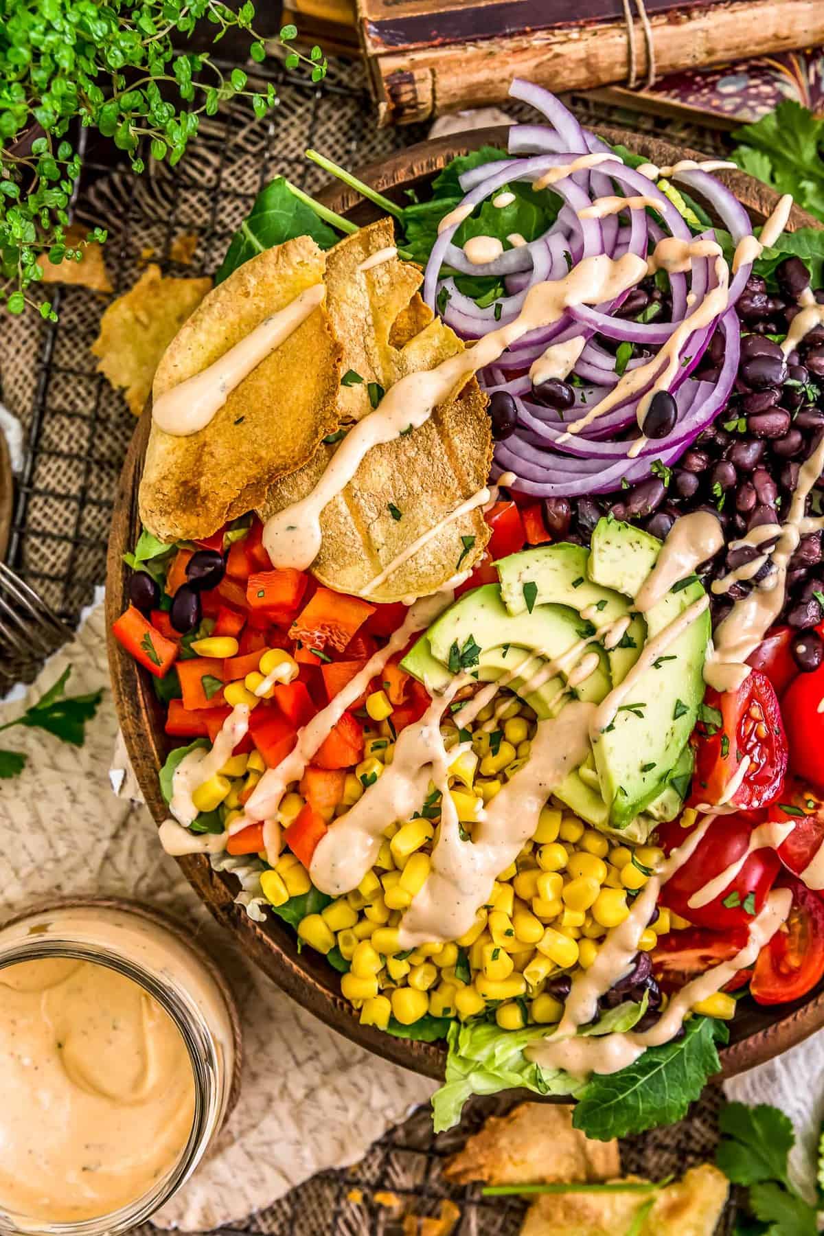 Vegan Chipotle Ranch Dressing on a salad