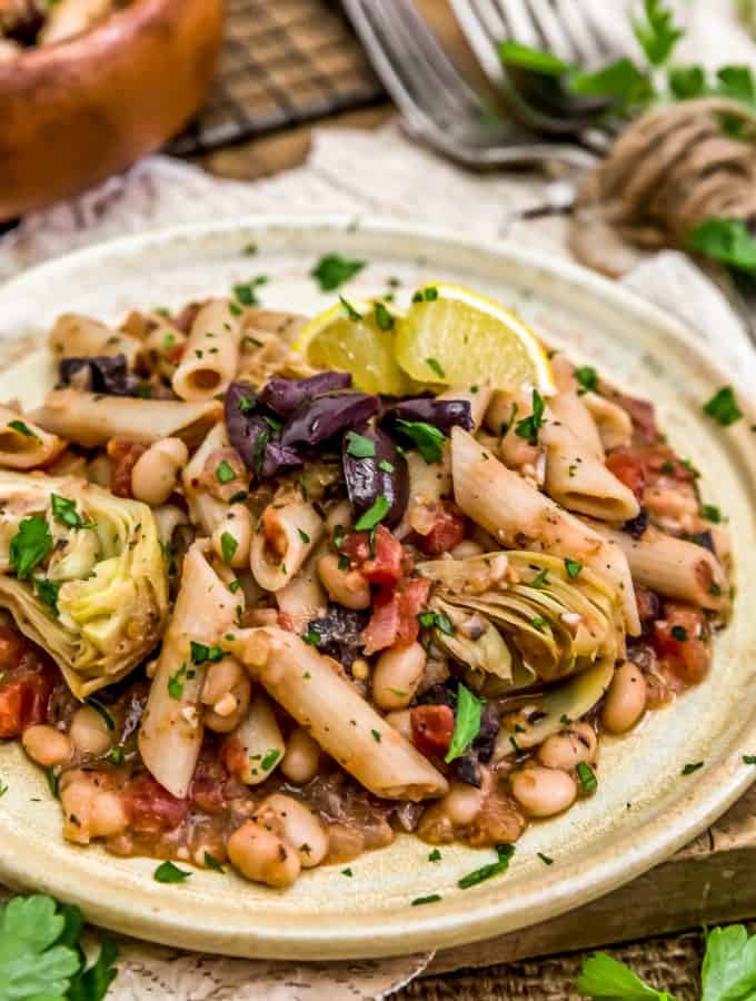 Plate of Vegan Greek Pasta