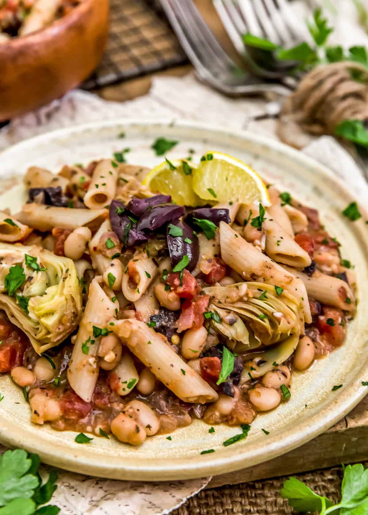 Plate of Vegan Greek Pasta