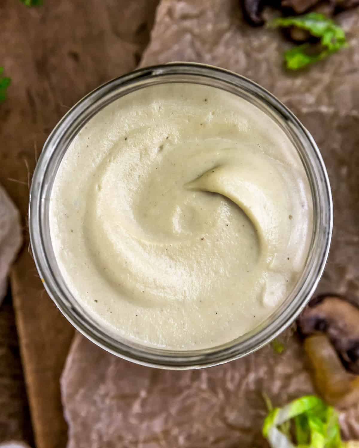 Close up of Vegan Tangy White Cheese Sauce