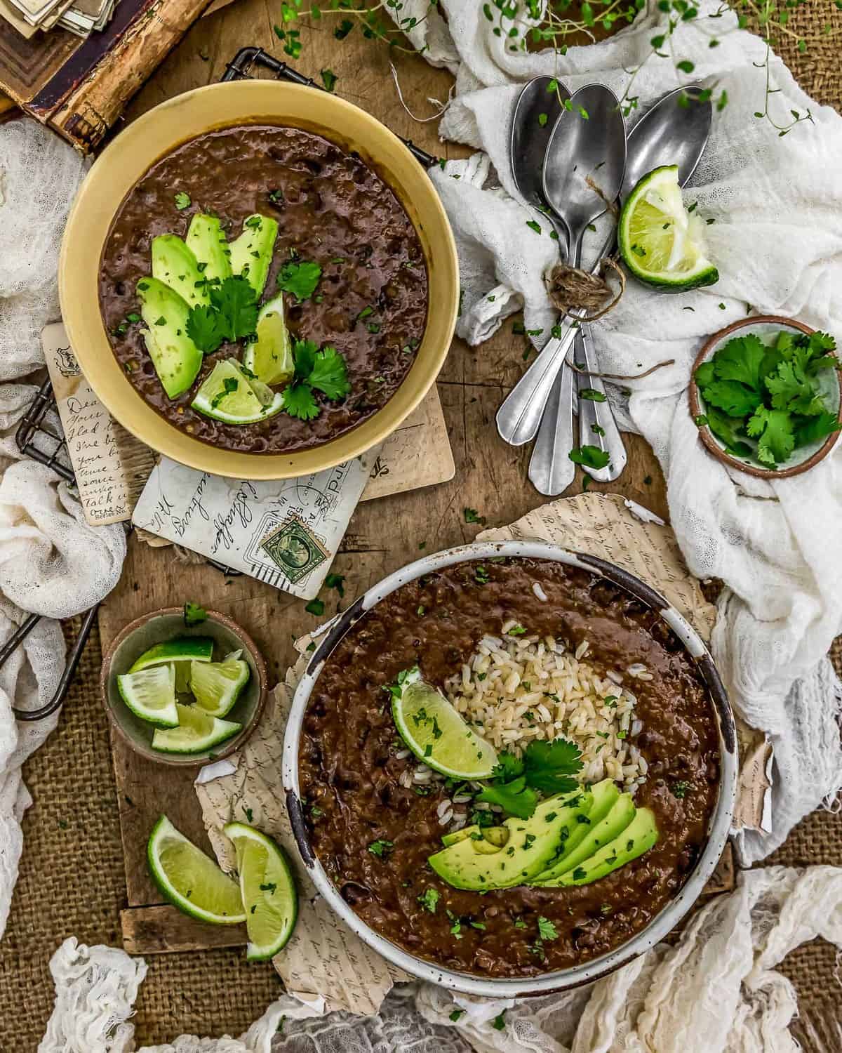 Tablescape of Easy Black Bean Soup