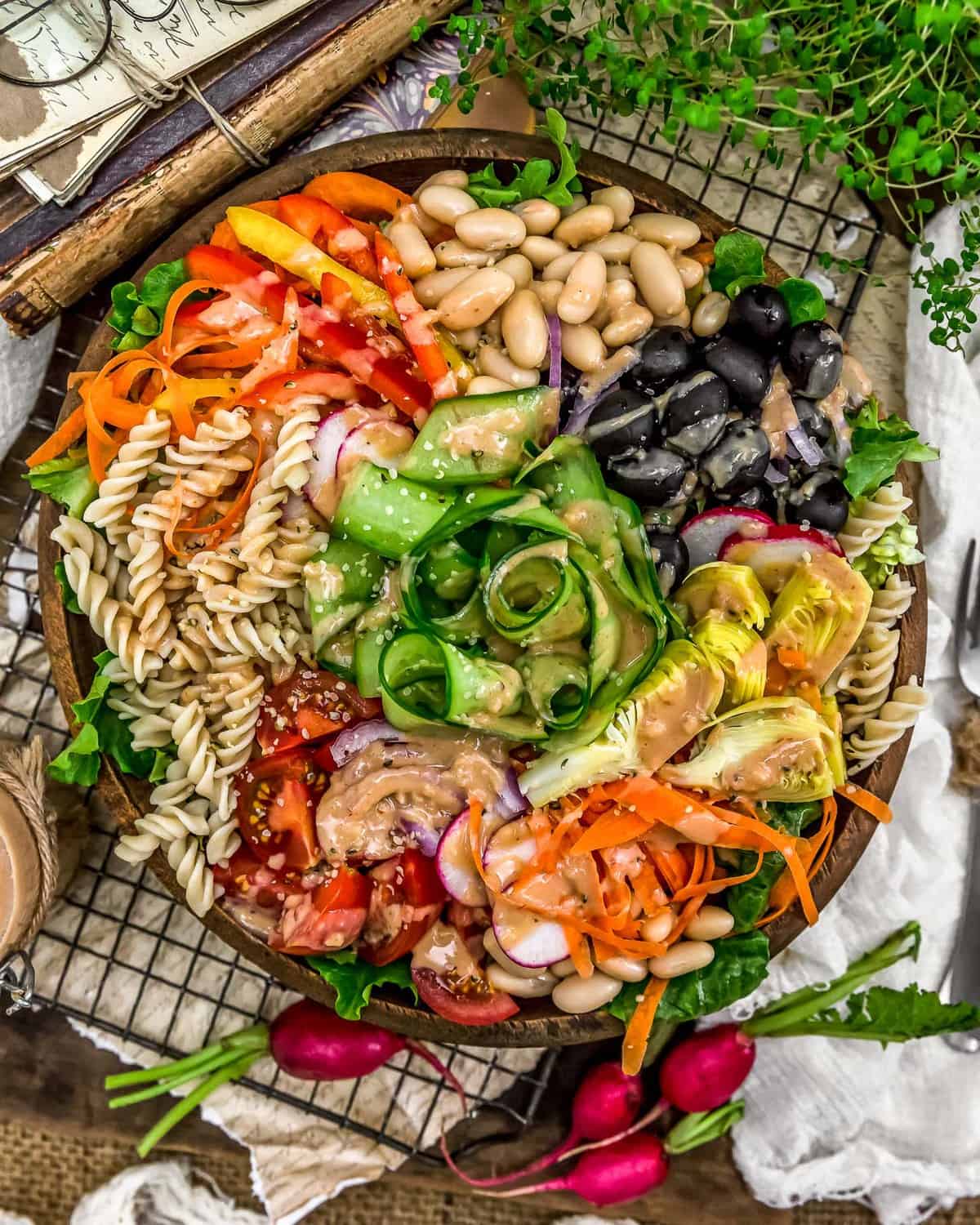 Oil Free Creamy Garlic Dressing on a salad