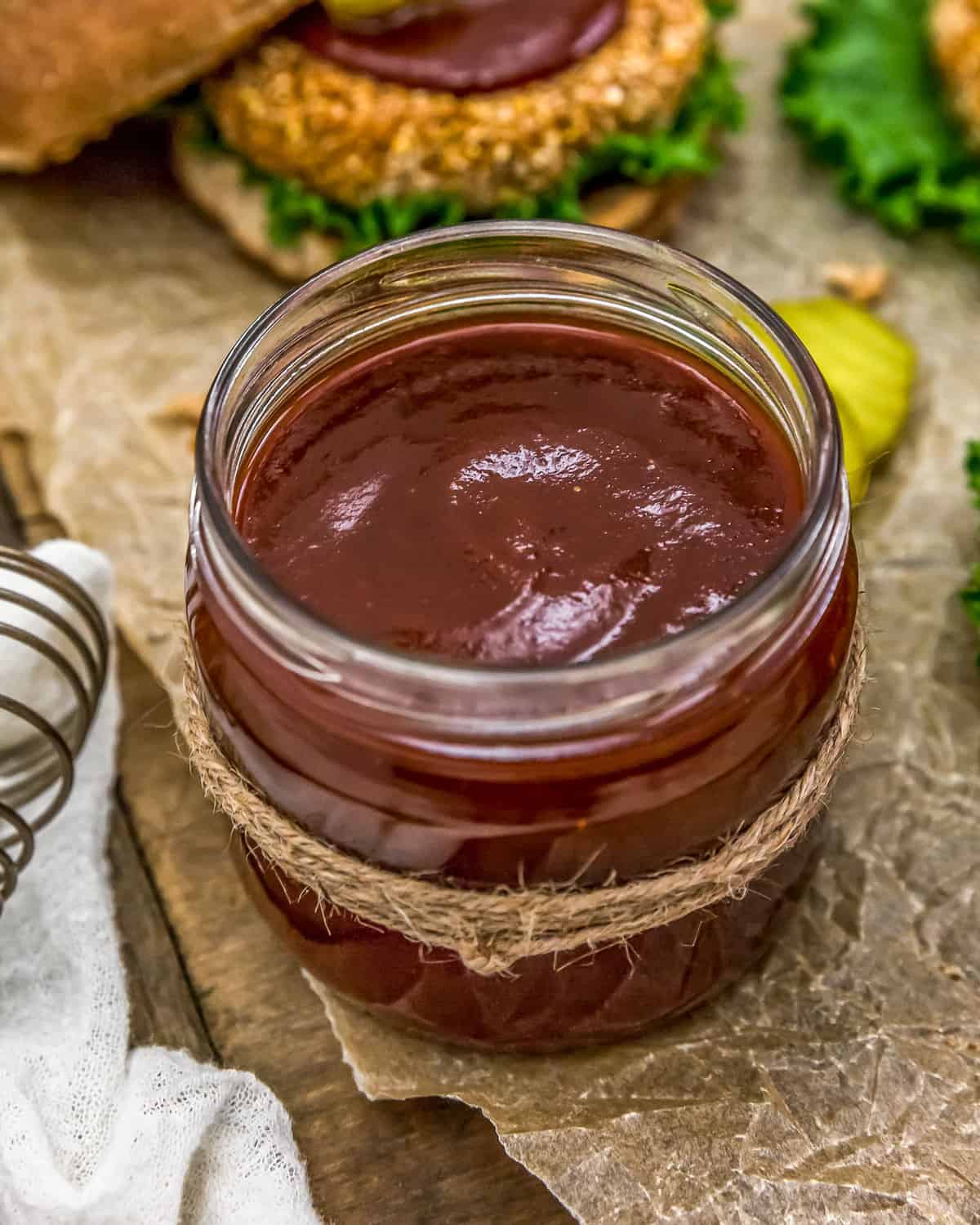 Sweet and Smoky BBQ Sauce with Vegan BBQ "Chicken" Patty