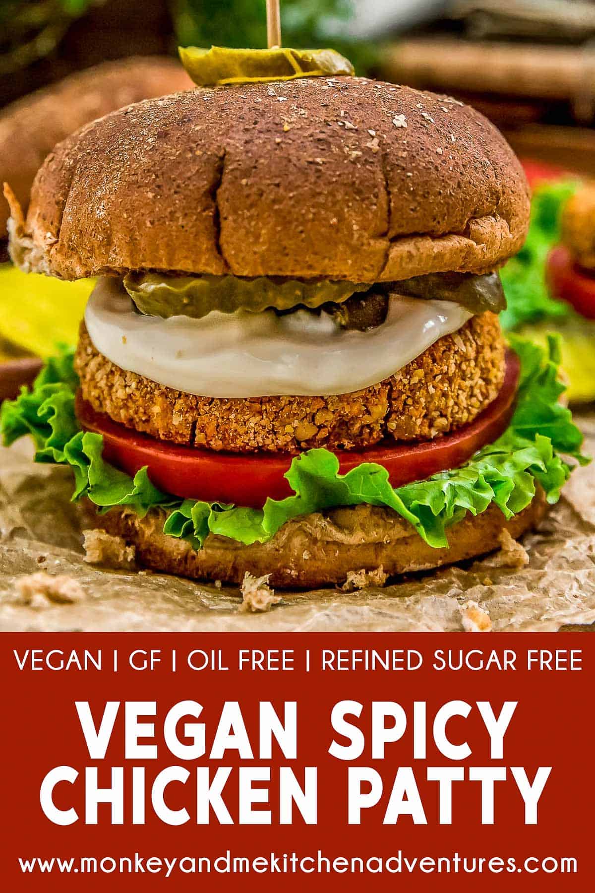 Vegan Spicy “Chicken” Patty with text description