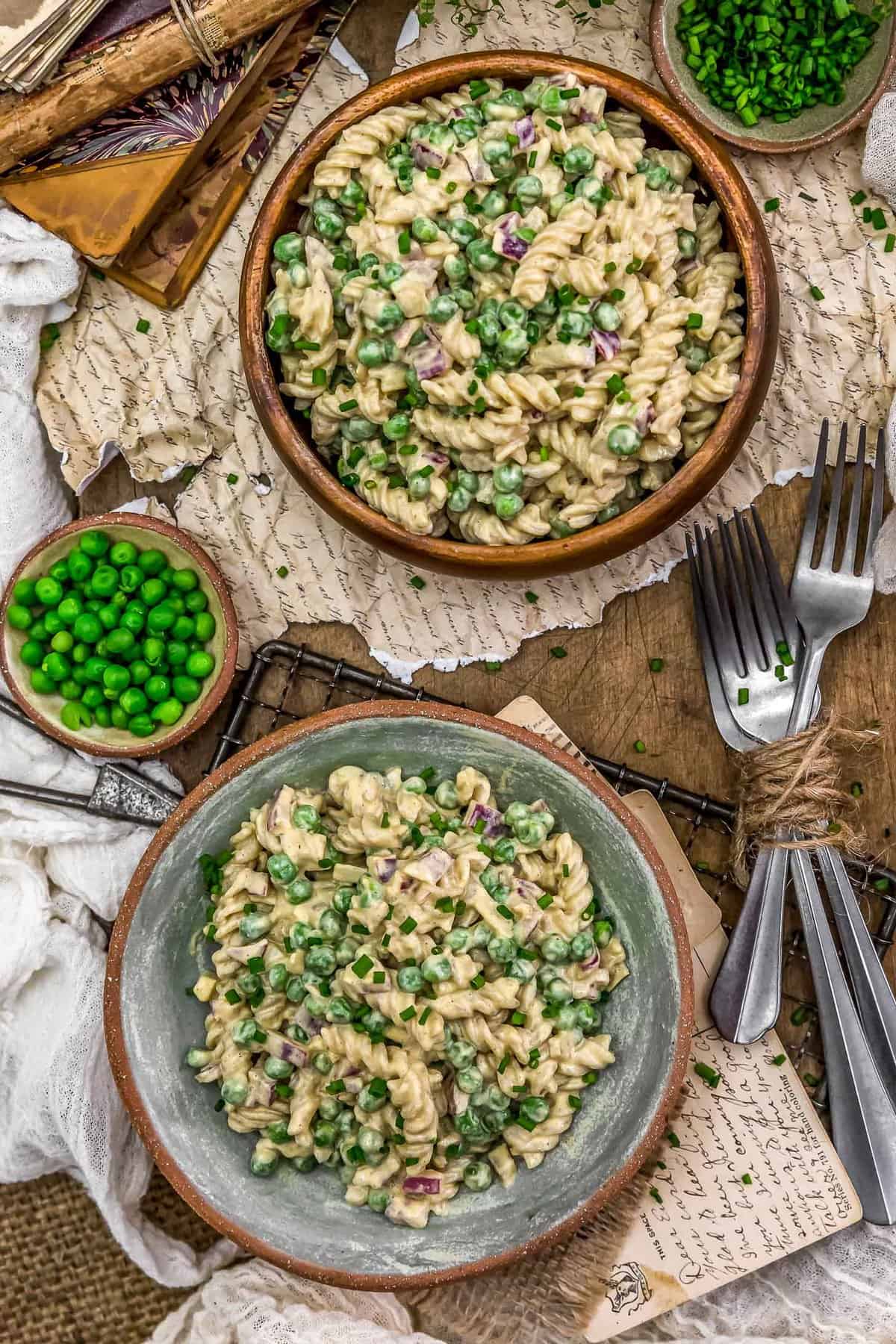 Tablescape of Vegan Crack Pasta Salad