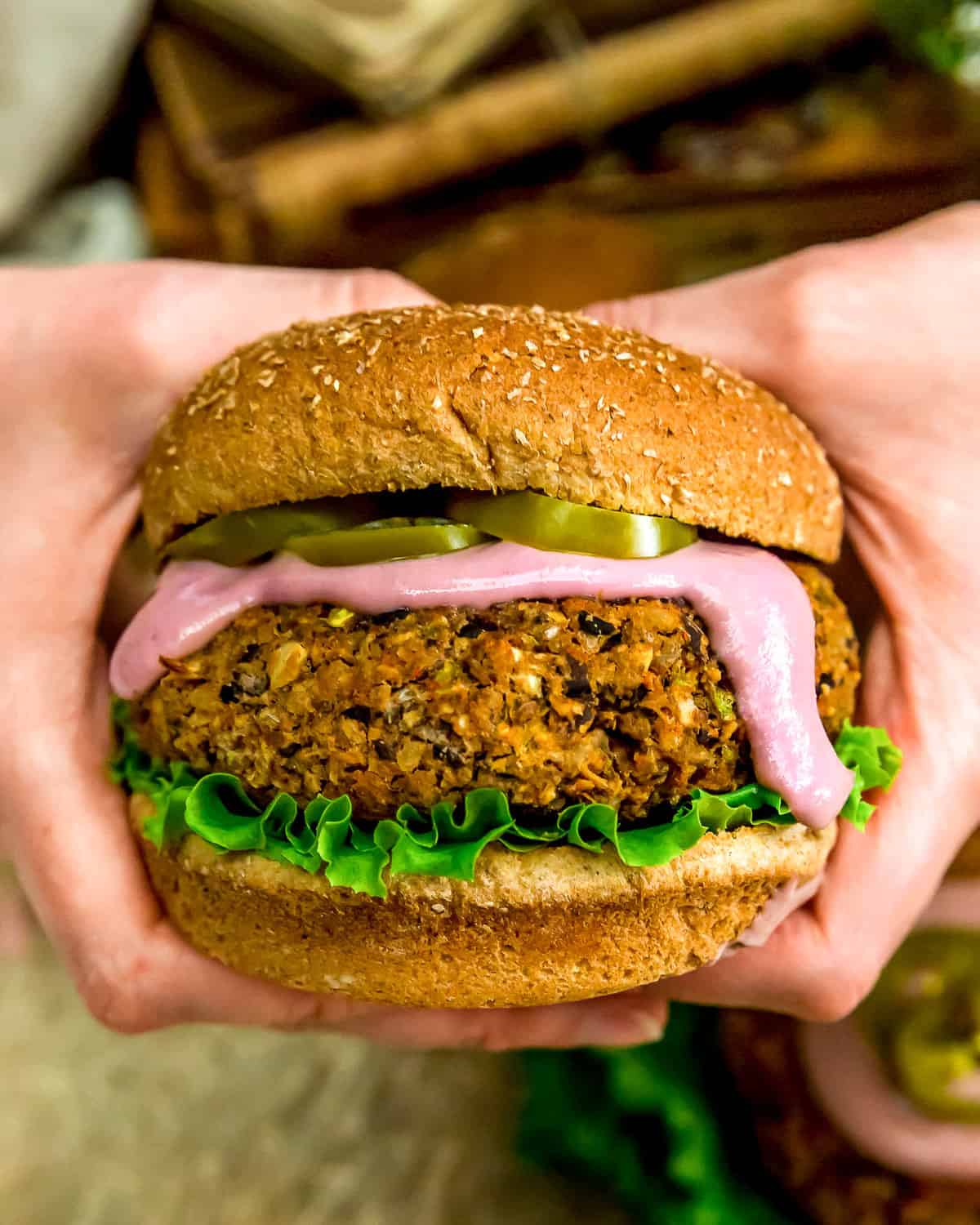 Eating a Vegan Jalapeño Popper Burger