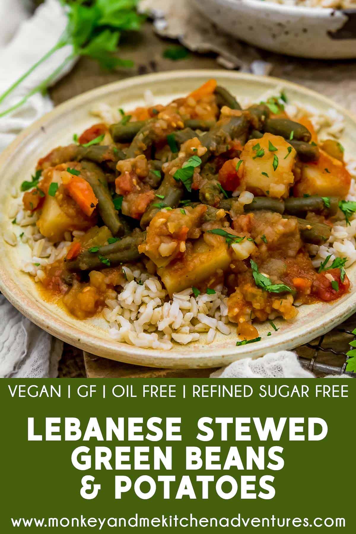 Lebanese Stewed Green Beans and Potatoes with text description